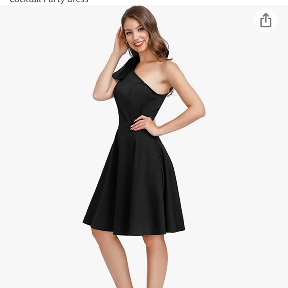 Bow one shoulder dress A-line with pockets NWT - Picture 4 of 7